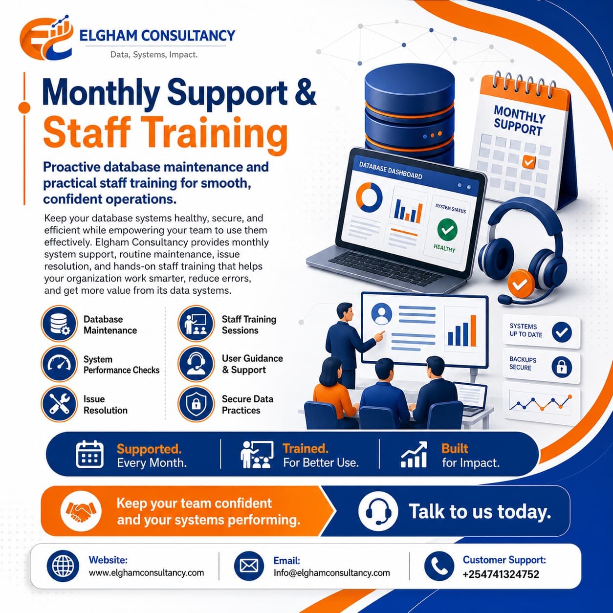 Monthly Support & Staff Training